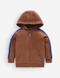 Raglan Zip-through Hoody-Brown