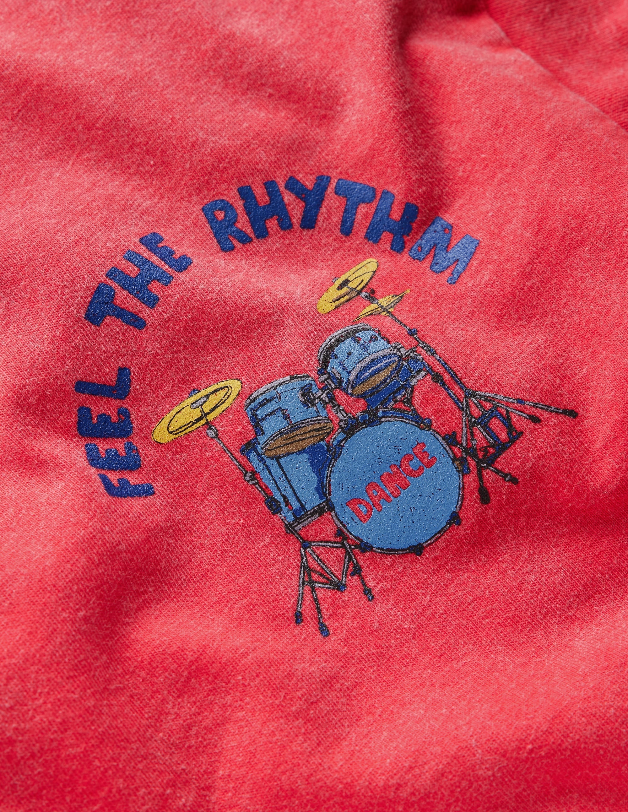 Vintage Wash Graphic T-Shirt-Feel The Rythmn Drums