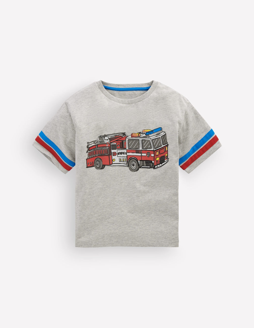 Colour Block Graphic T-shirt-Grey Marl Firetruck