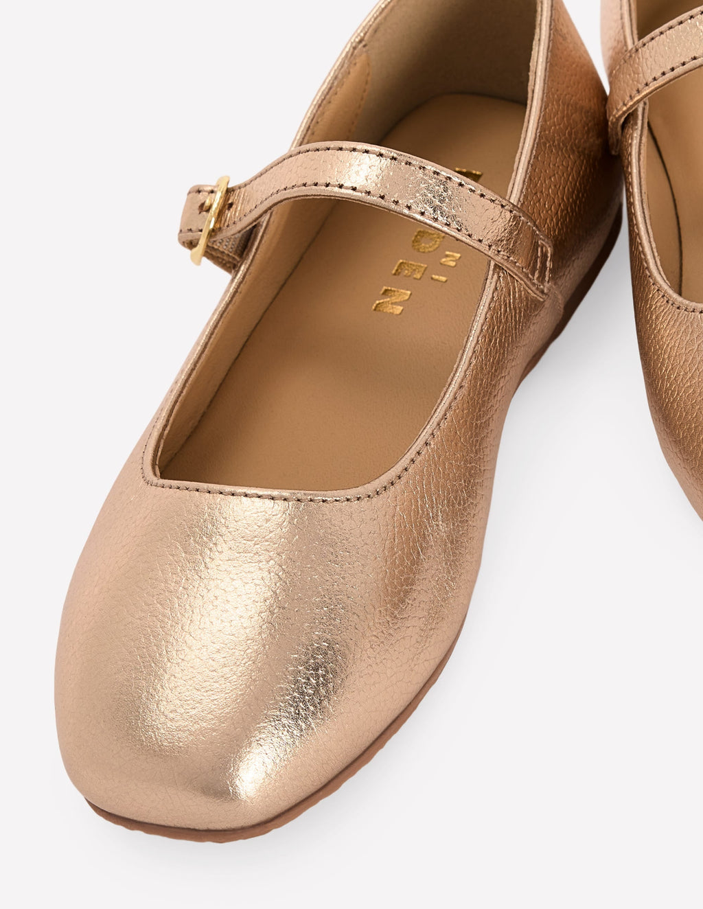 Square Toe Mary Janes-Gold