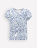 Short Sleeve Pointelle Top-Serenity Blue Butterflies