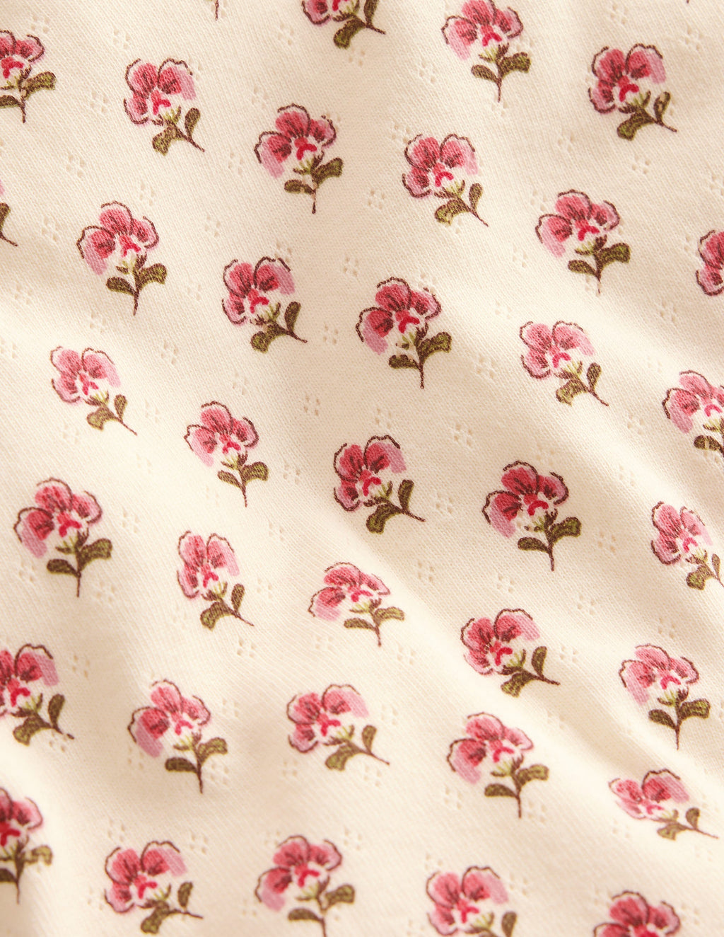 Short Sleeve Pointelle Top-Pink Floral