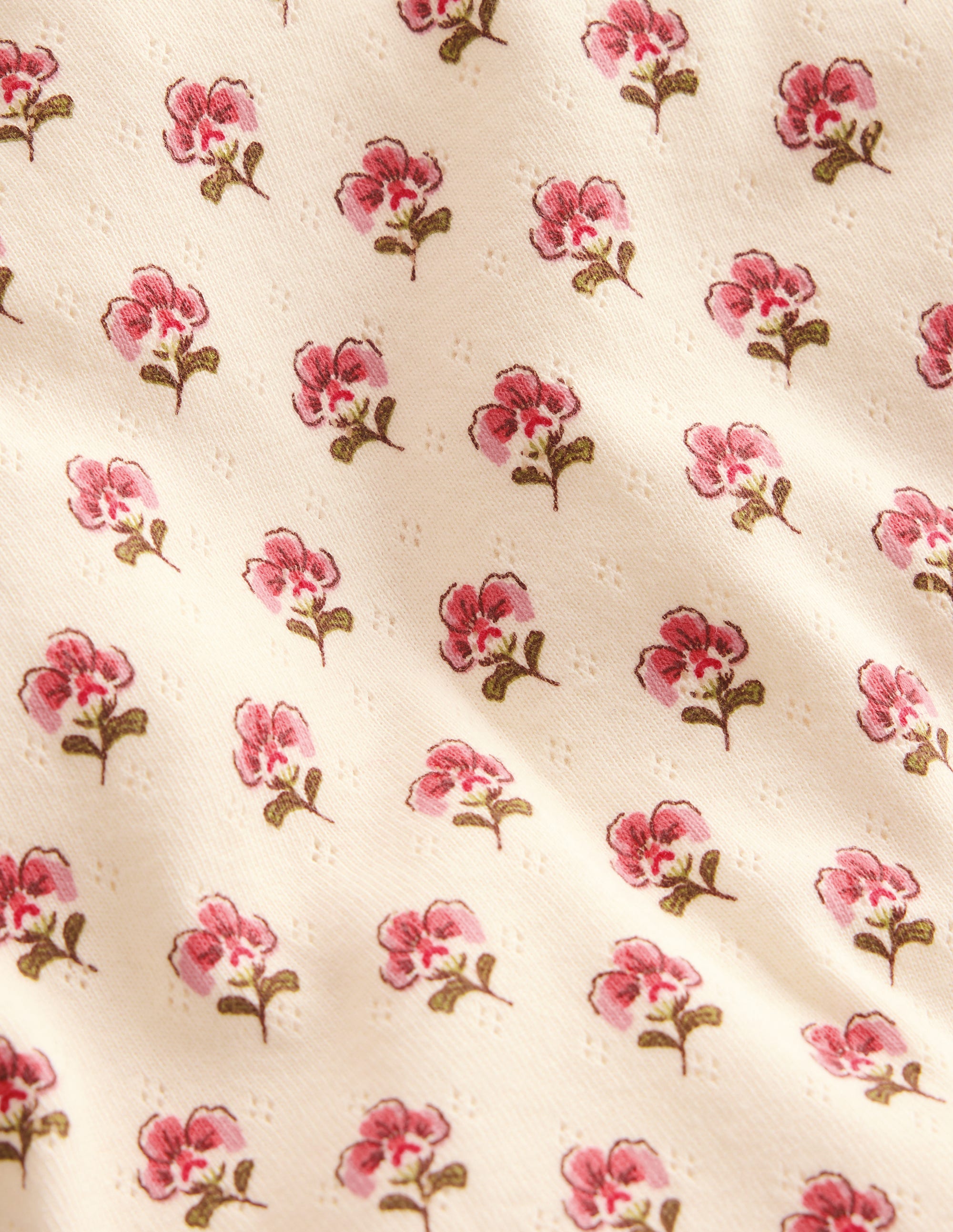 Short Sleeve Pointelle Top-Pink Floral