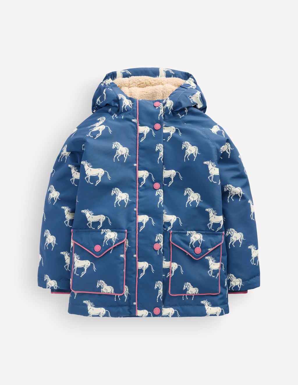 Sherpa Lined Anorak-Tourmaline Blue Small Horses