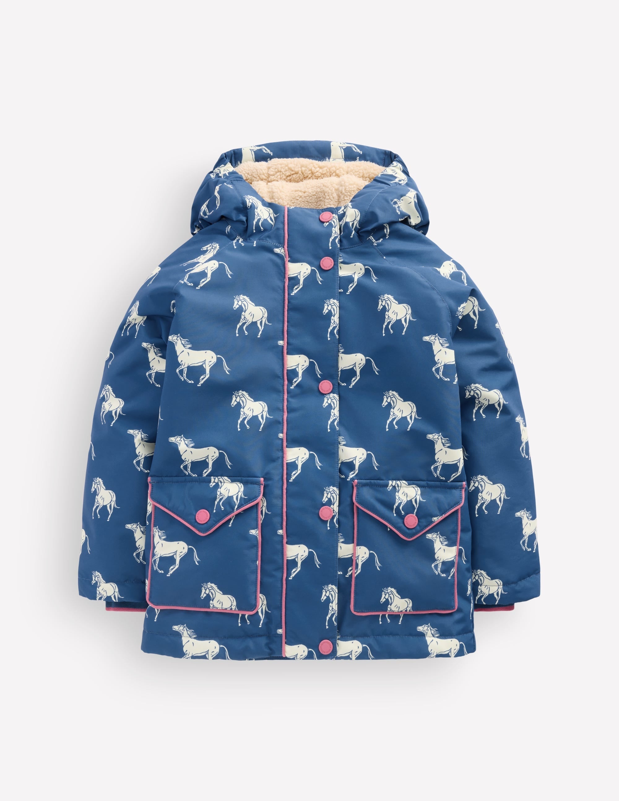 Sherpa Lined Anorak-Tourmaline Blue Small Horses