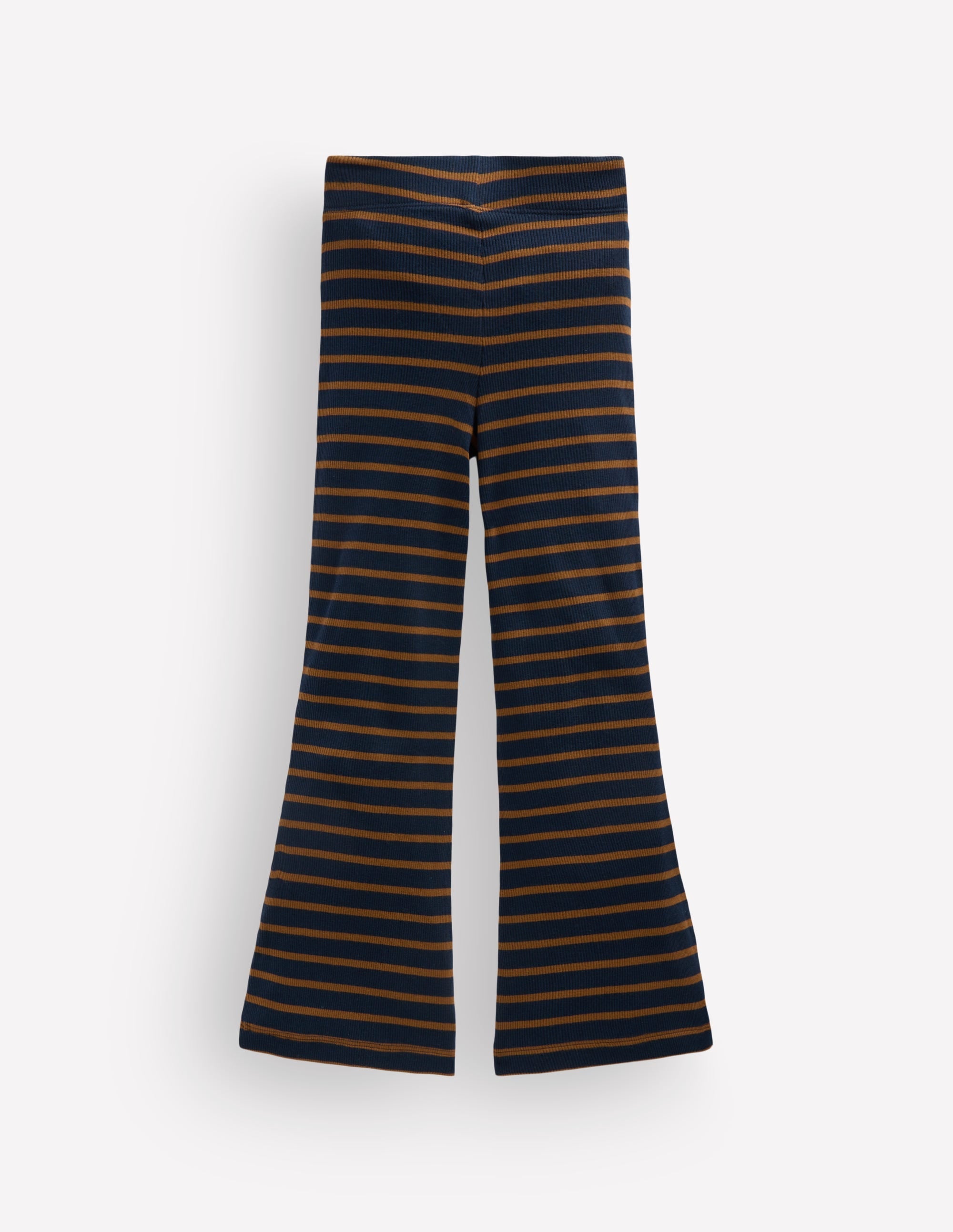 Ribbed Flared Leggings-Navy Stripe