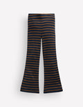 Ribbed Flared Leggings-Navy Stripe
