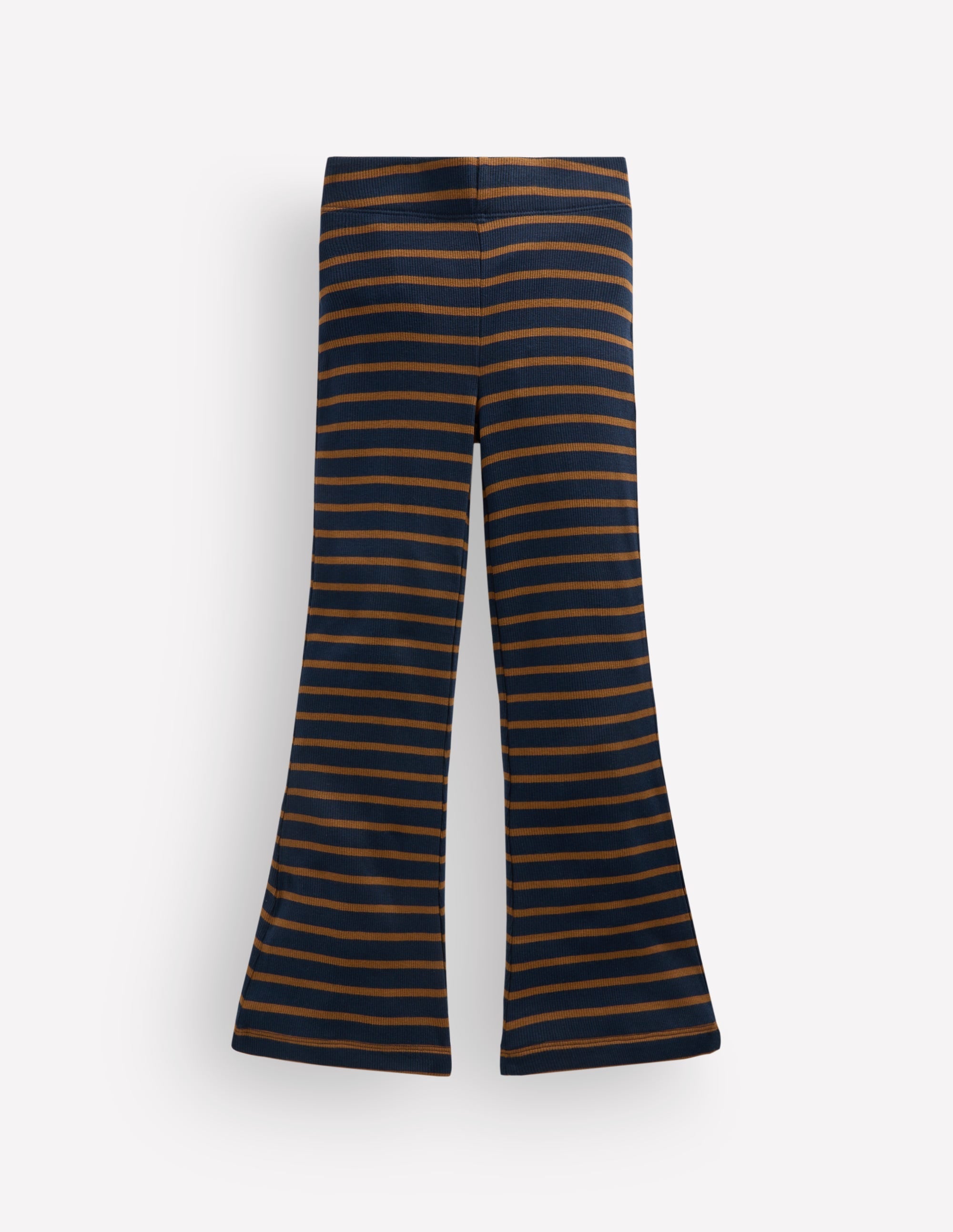 Ribbed Flared Leggings-Navy Stripe