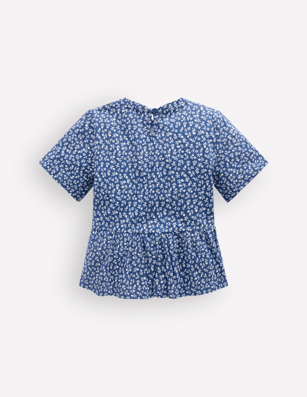 Short Sleeve Peplum Top-Bluejay Ditsy Floral