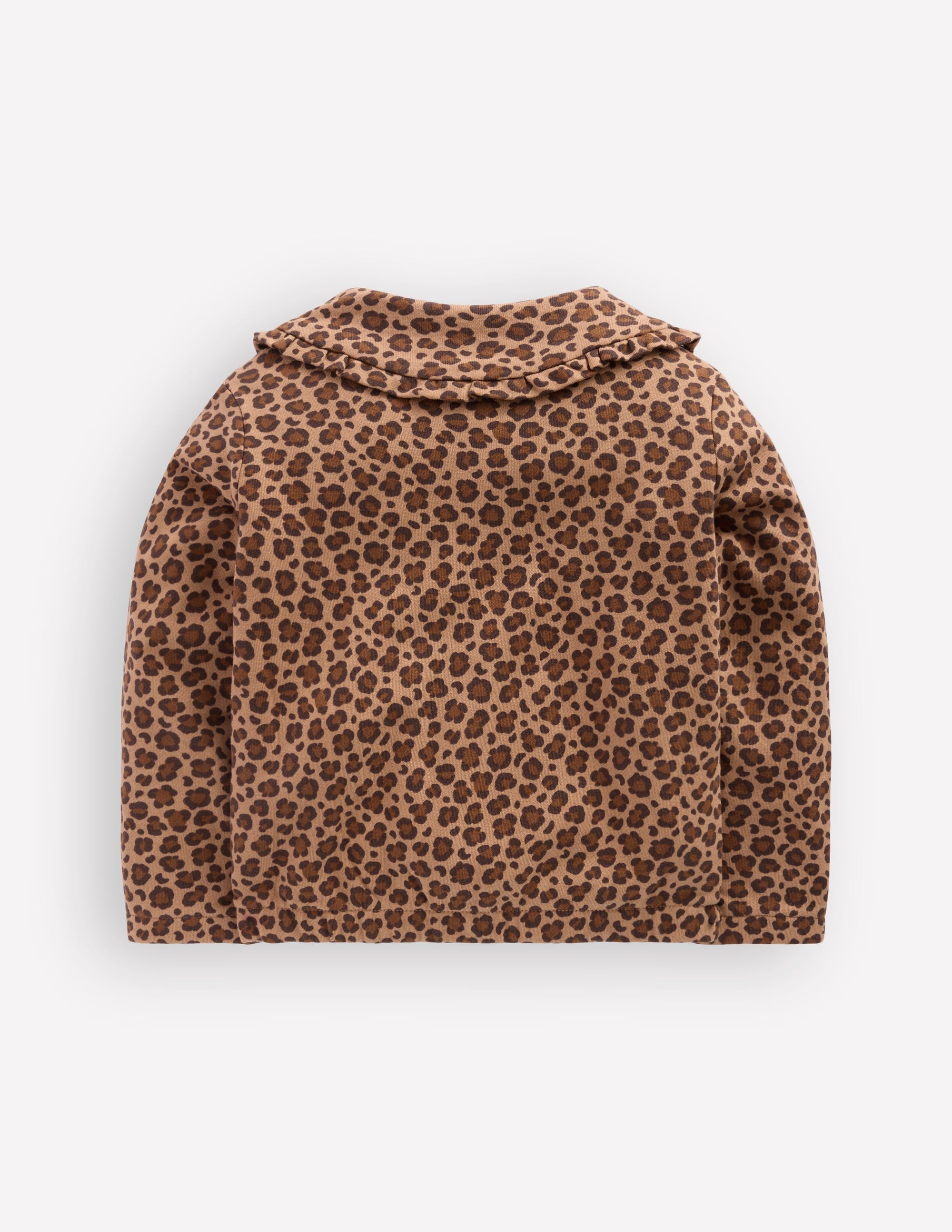 Printed Collared Zip-through-Milk Chocolate Brown Leopard