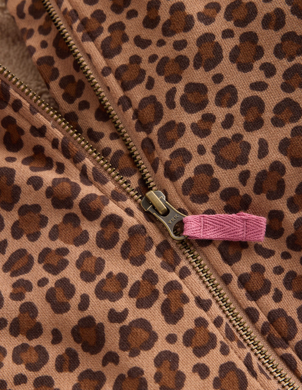 Printed Collared Zip-through-Milk Chocolate Brown Leopard