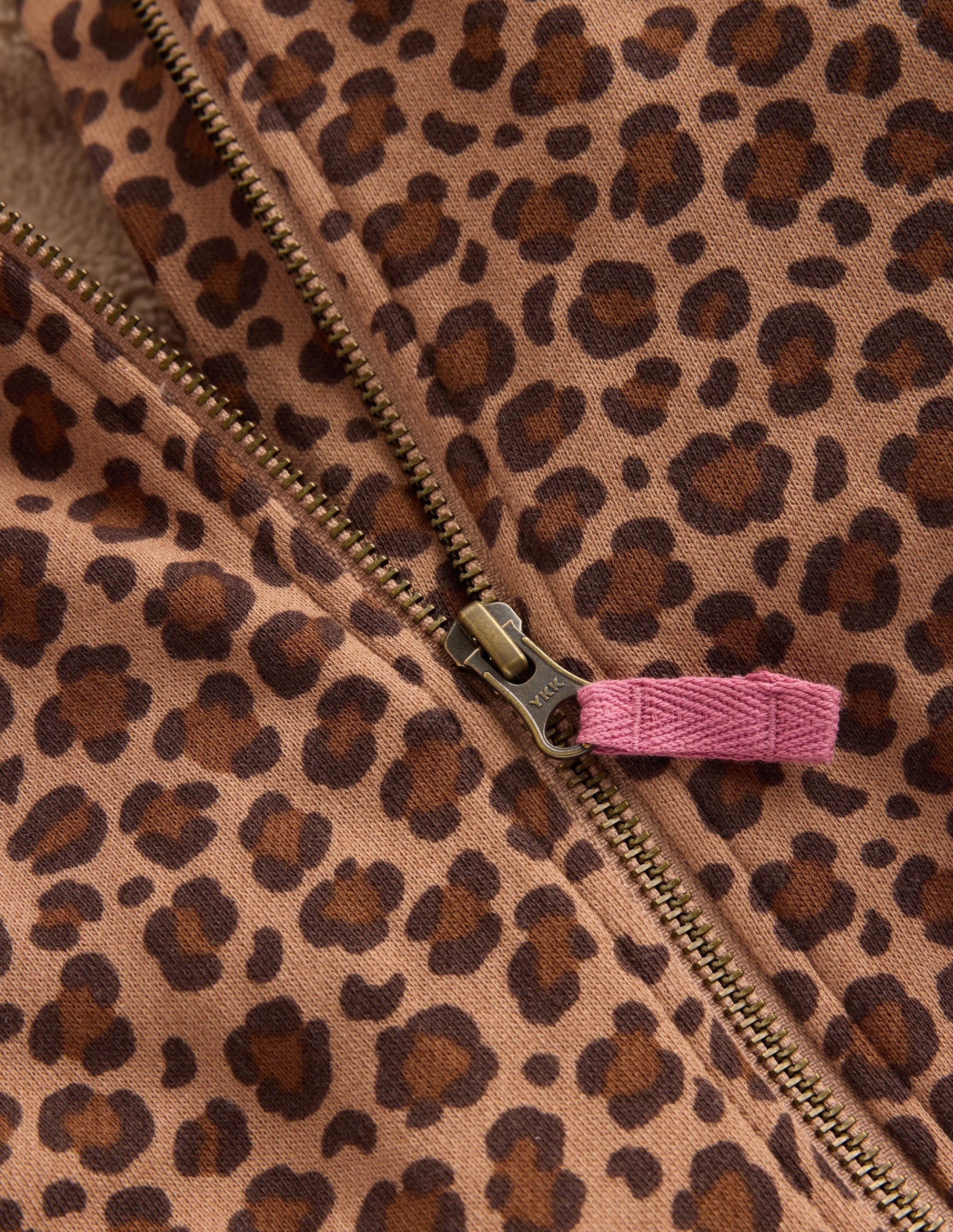 Printed Collared Zip-through-Milk Chocolate Brown Leopard