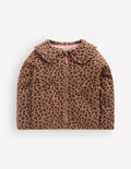 Printed Collared Zip-through-Milk Chocolate Brown Leopard