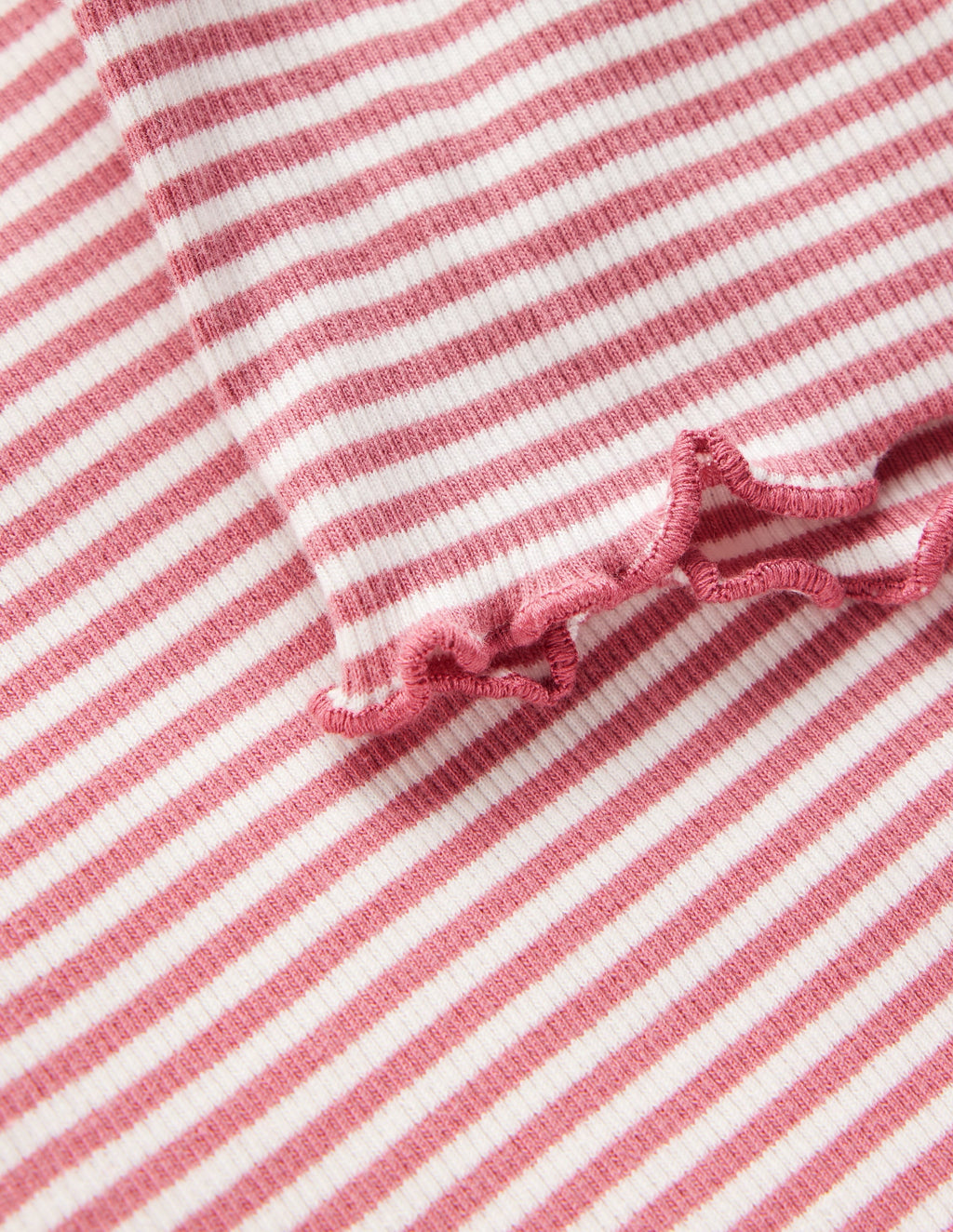 Short Sleeve Rib T-Shirt-Pink Stripe