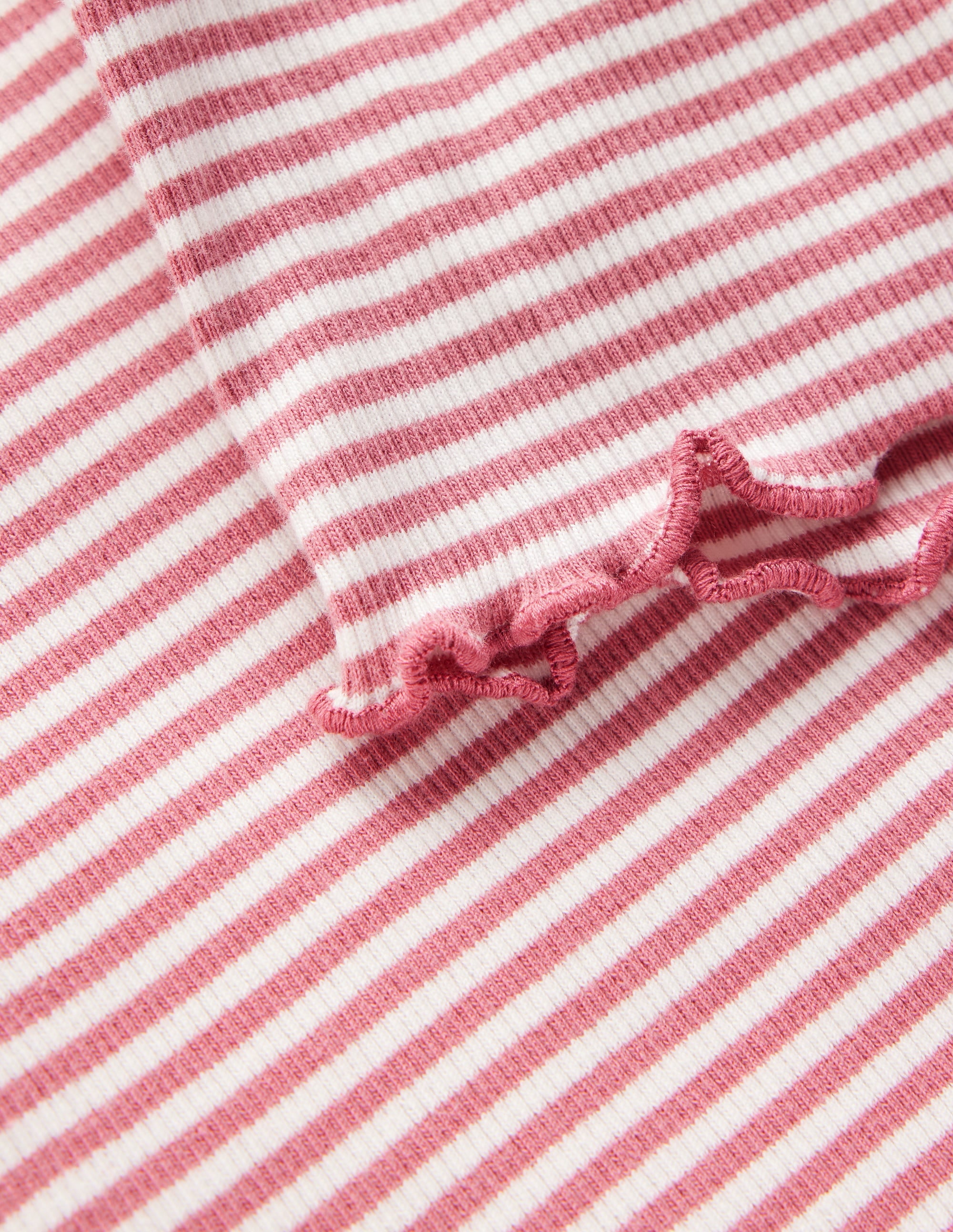 Short Sleeve Rib T-Shirt-Pink Stripe