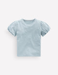 Puff Sleeve Jersey Top-Cornish Blue