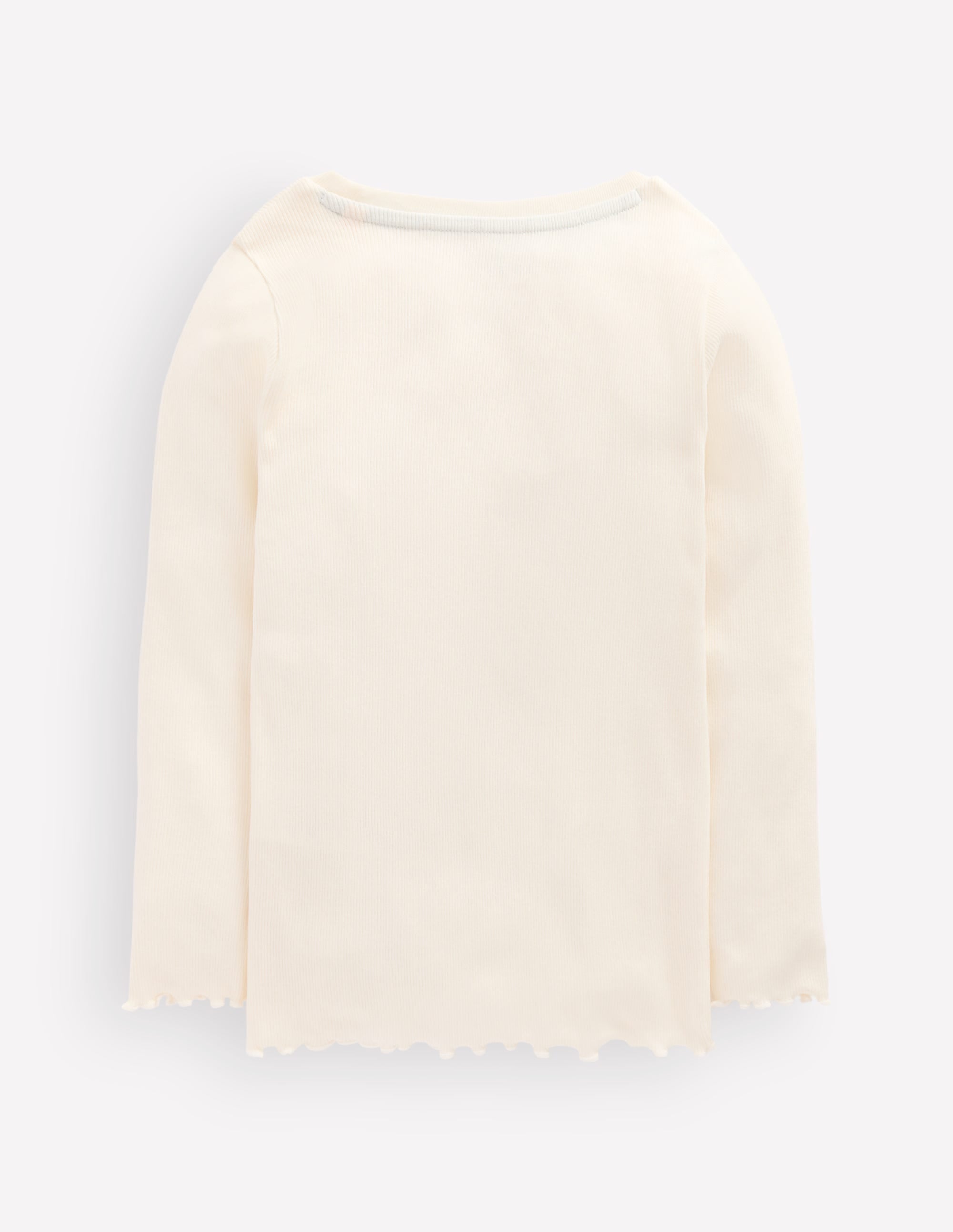 Ribbed Long Sleeve T-shirt-Soft Ivory