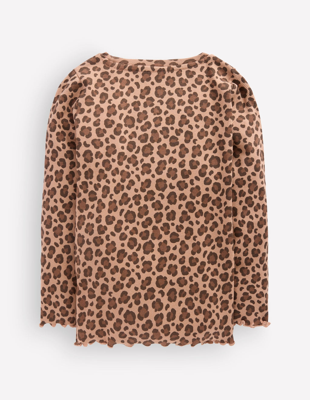 Ribbed Long Sleeve T-shirt-Milk Chocolate Brown leopard