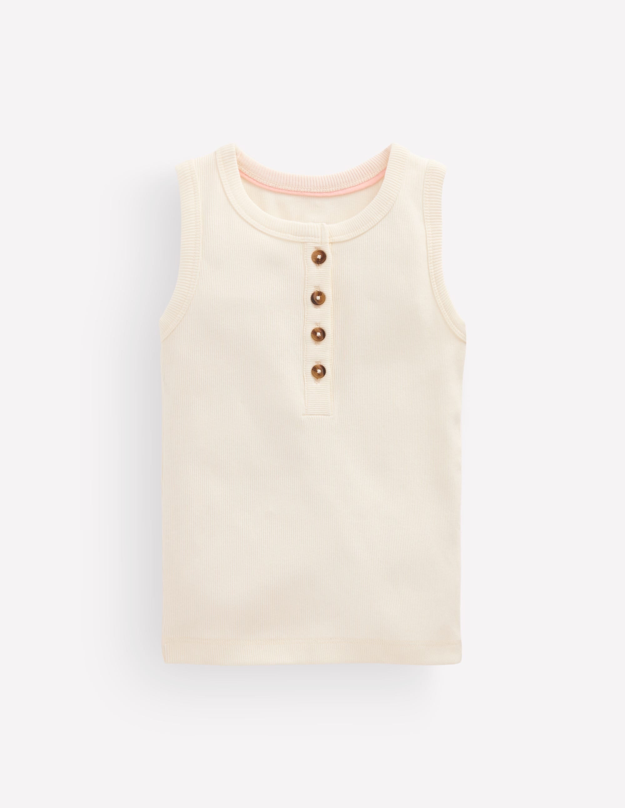 Henley Ribbed Tank-Soft Ivory