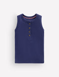 Henley Ribbed Tank-College Navy