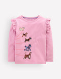 Long Sleeve Superstitch Tee-Soft Lavender Dogs