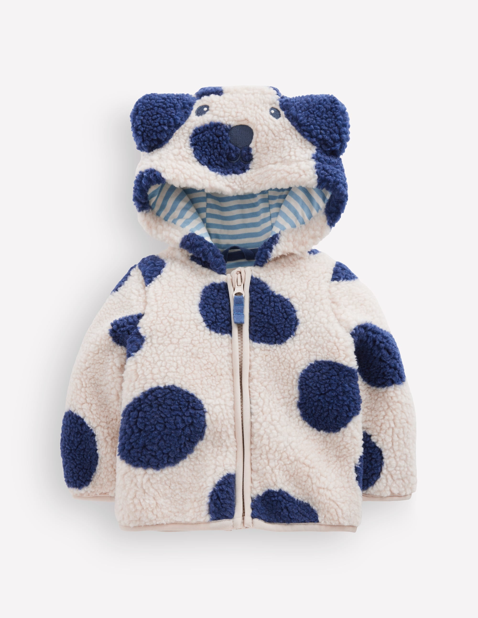 Boys Novelty Cosy Borg Jacket-Navy & Ivory Dog