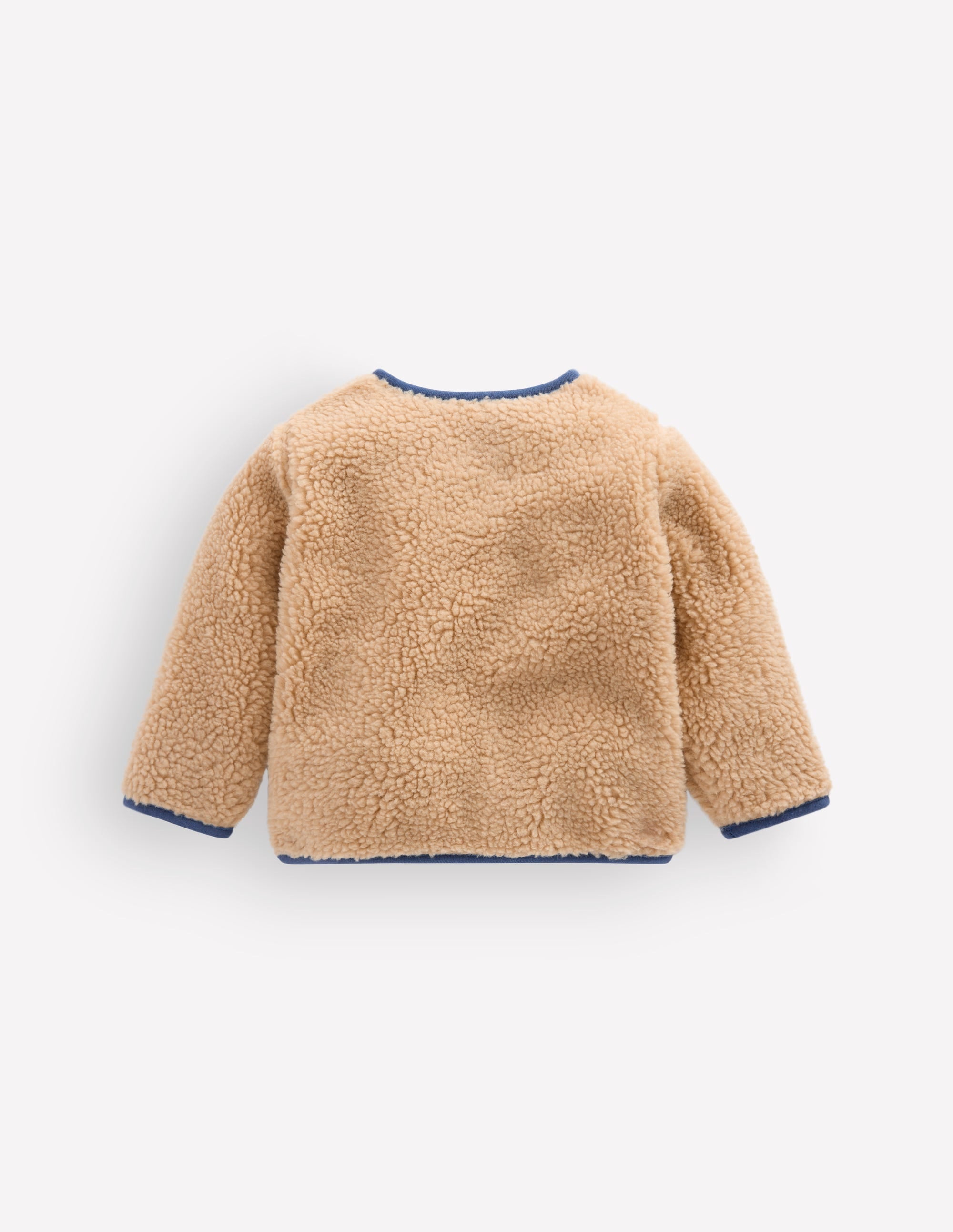Cosy Borg Button-Down Jacket-Brown/Blue