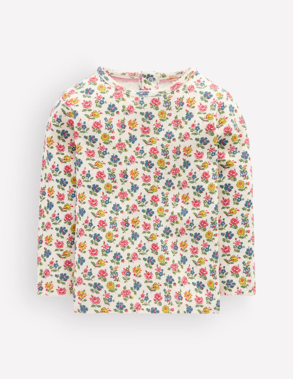 Cotton Pointelle Top-Multi Floral Print