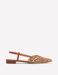 Woven Detail Pointed Flat-Tan/ Gold