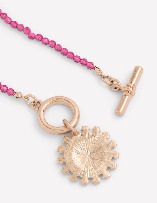 Bead Metal Necklace-Red