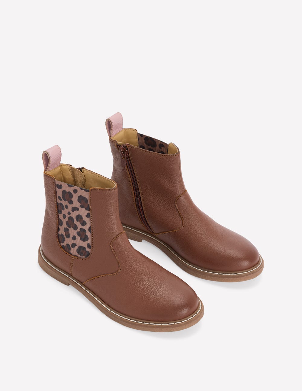 Chelsea Boots (Girls)-Tan Leopard