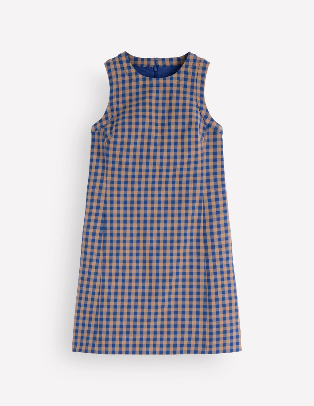 Lou Check Shift Dress-Camel, Blue Gingham