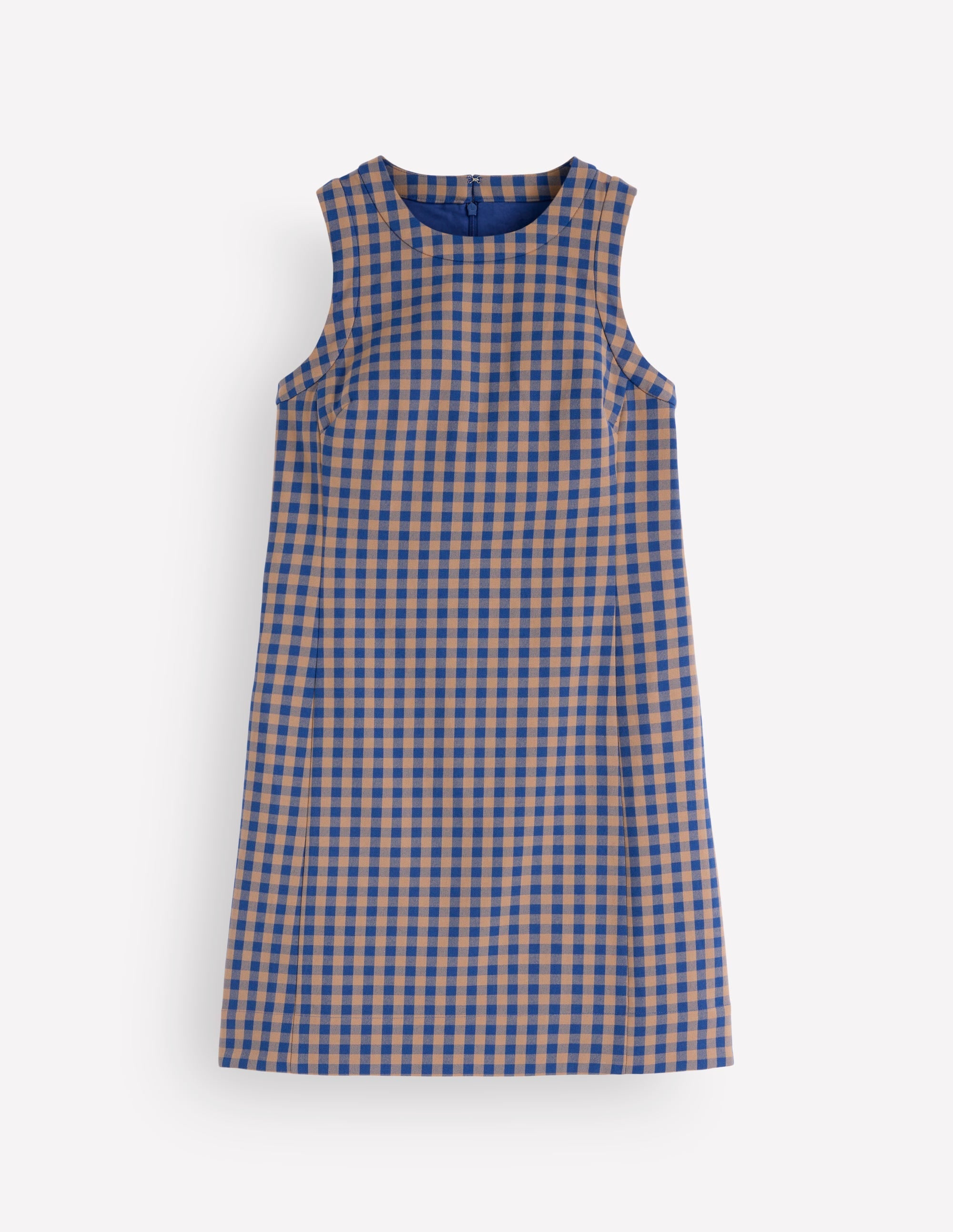 Lou Check Shift Dress-Camel, Blue Gingham