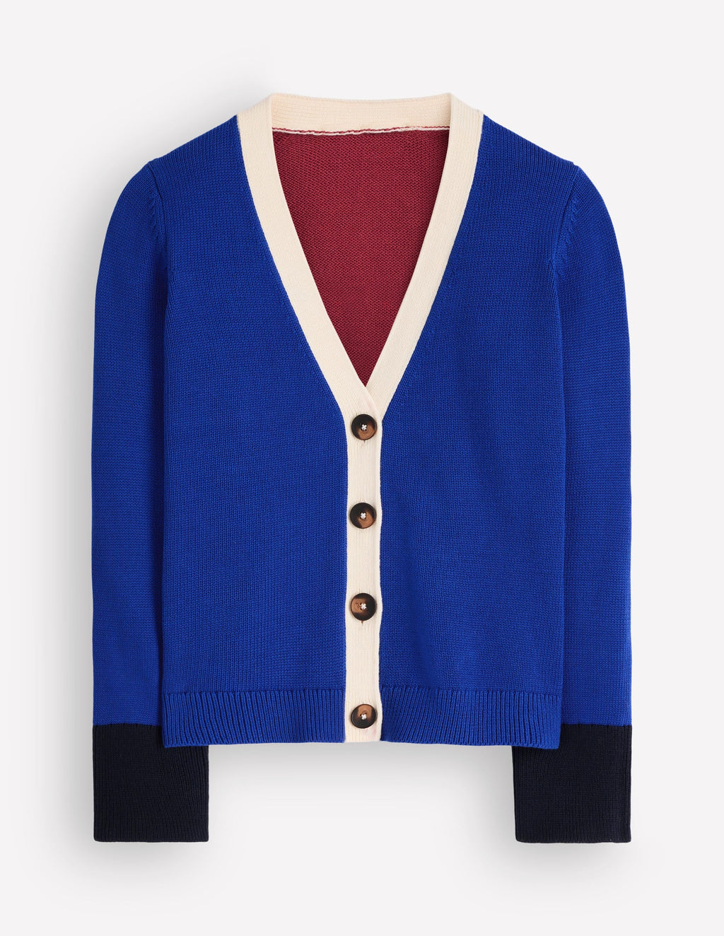 Lucy Relaxed Cotton Cardigan-Bright Blue, Colour Block