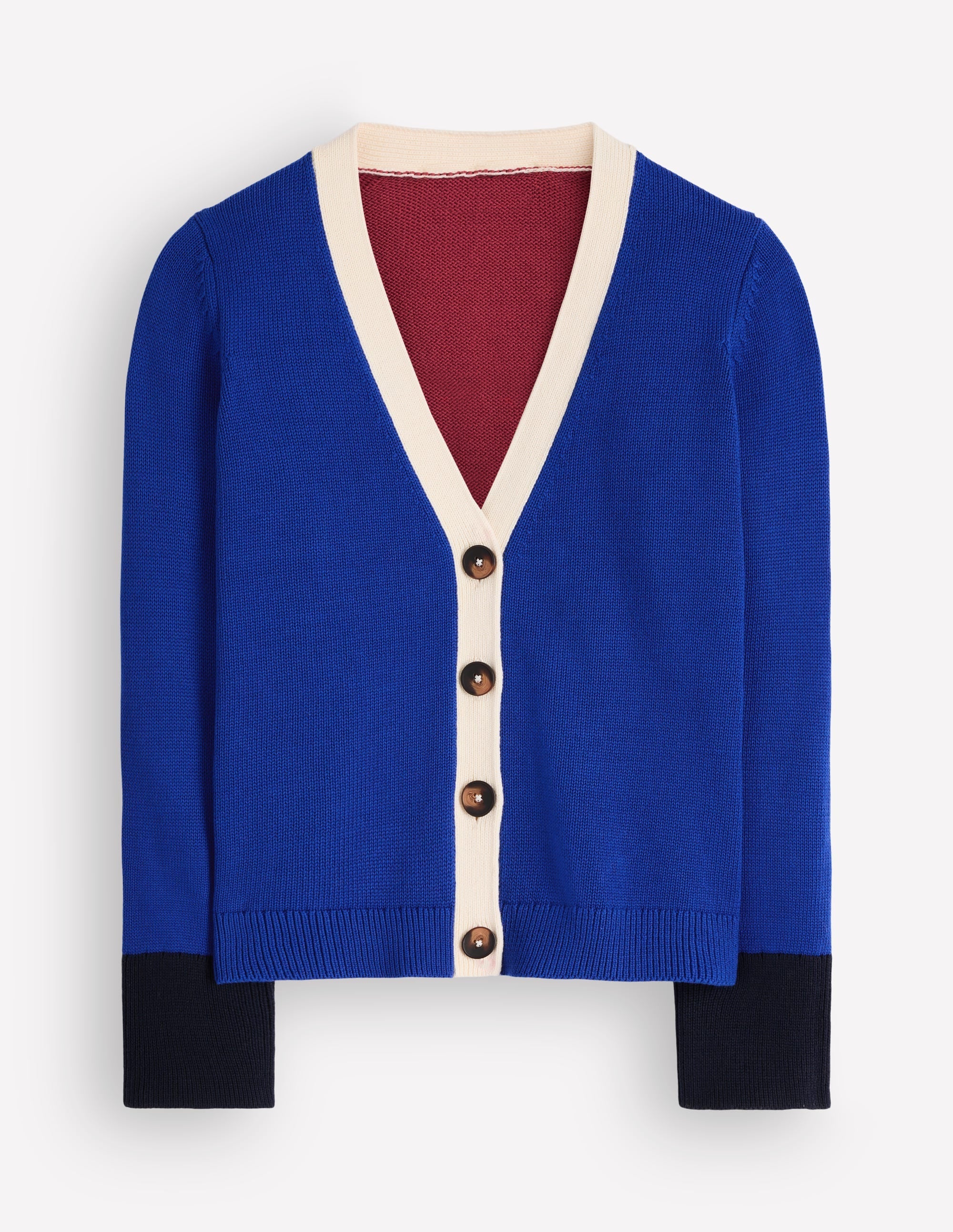 Lucy Relaxed Cotton Cardigan-Bright Blue, Colour Block