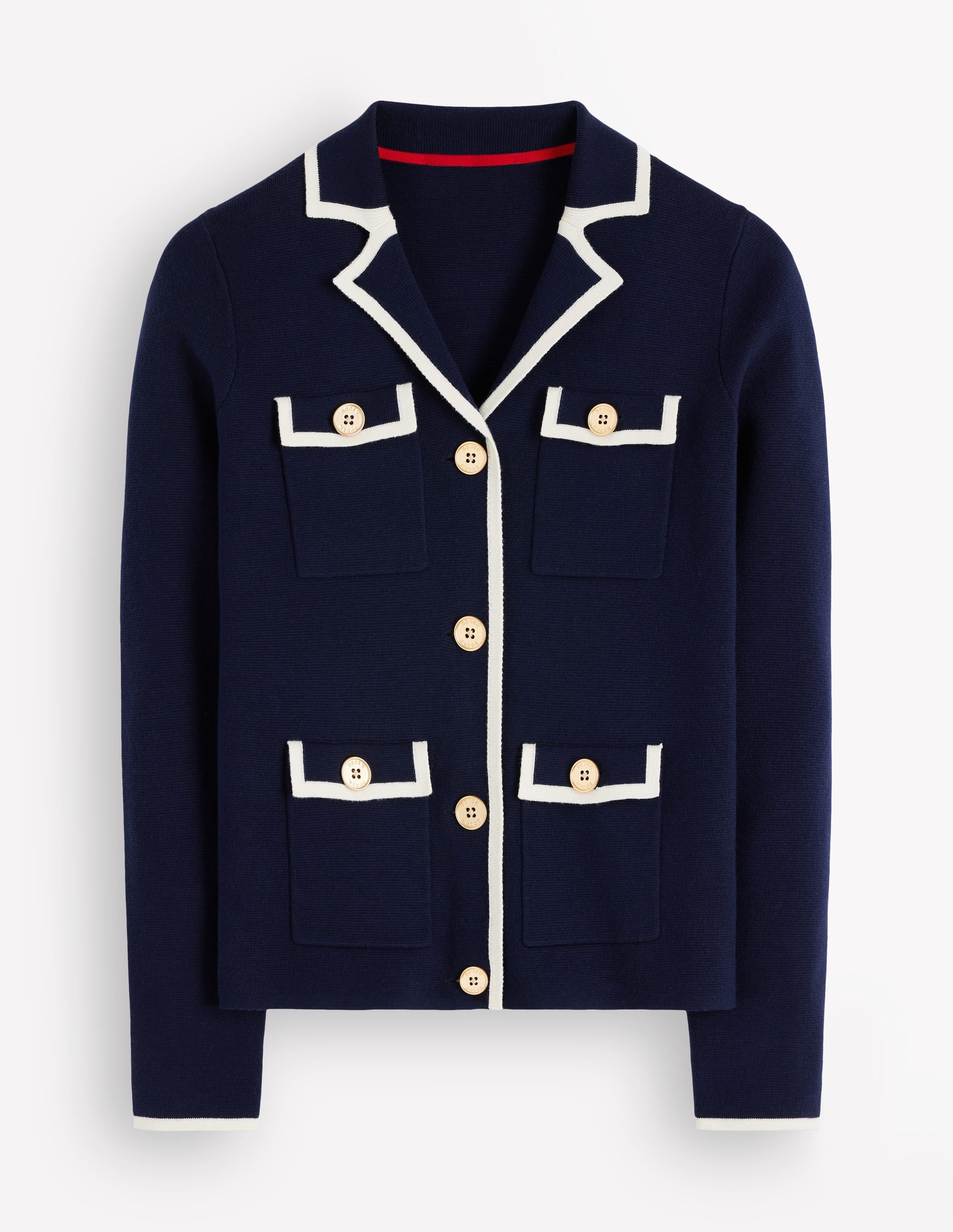 Phoebe Collared Knitted Jacket-Navy