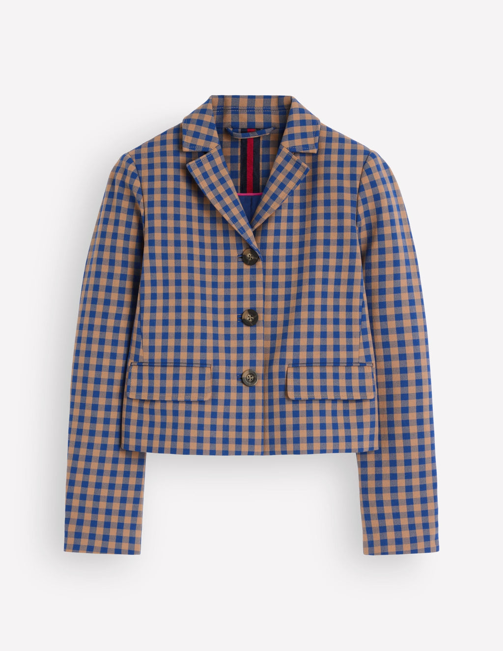 Dartmouth Cotton Blazer-Camel, Blue Gingham