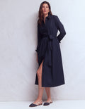 Alexa Cotton Midi Shirt Dress-Navy