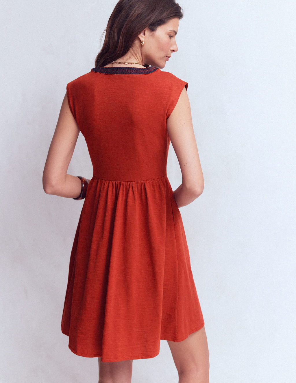 May Jersey Short Dress-Burnt Orange