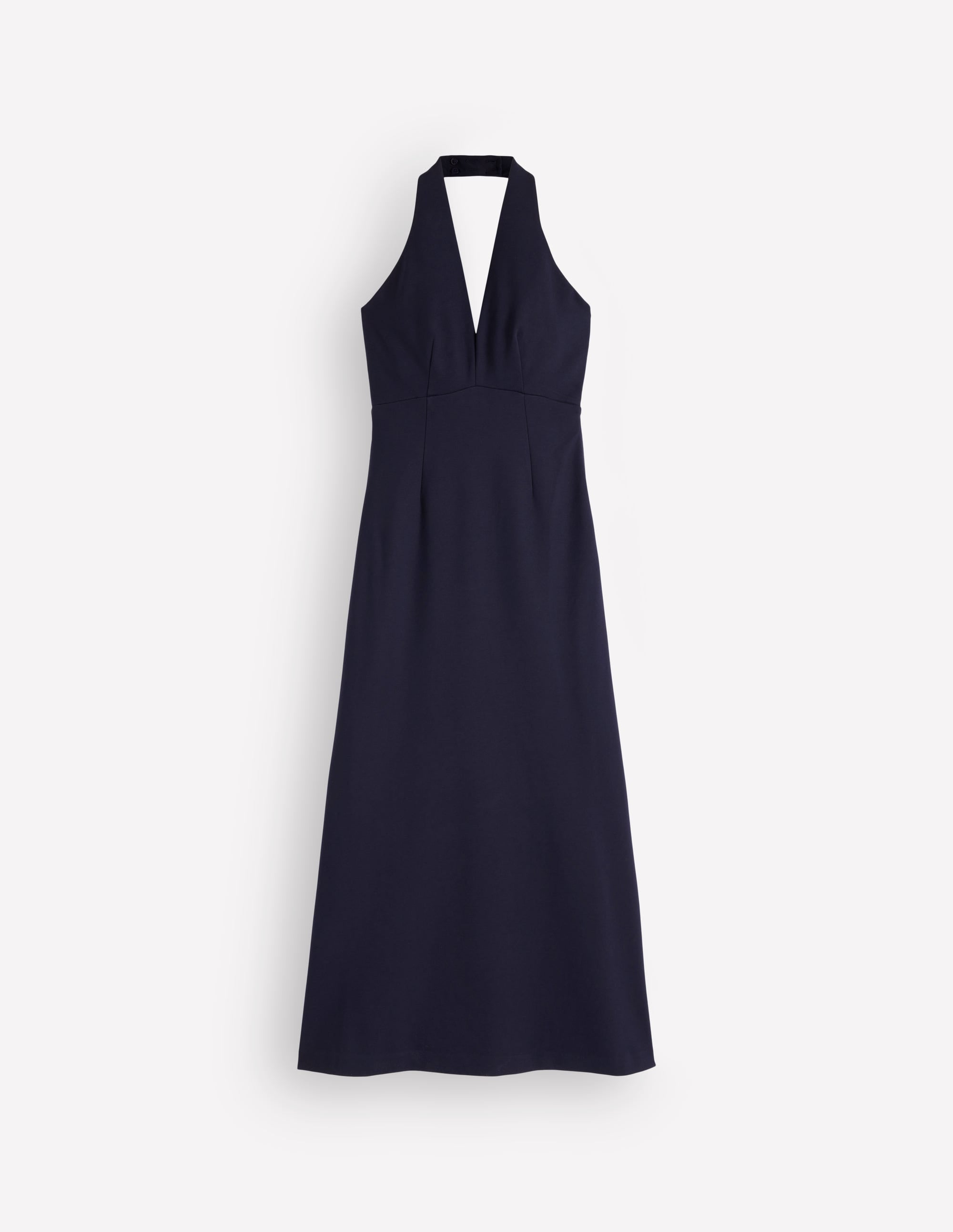 Halter Neck Jersey Maxi Dress-Navy