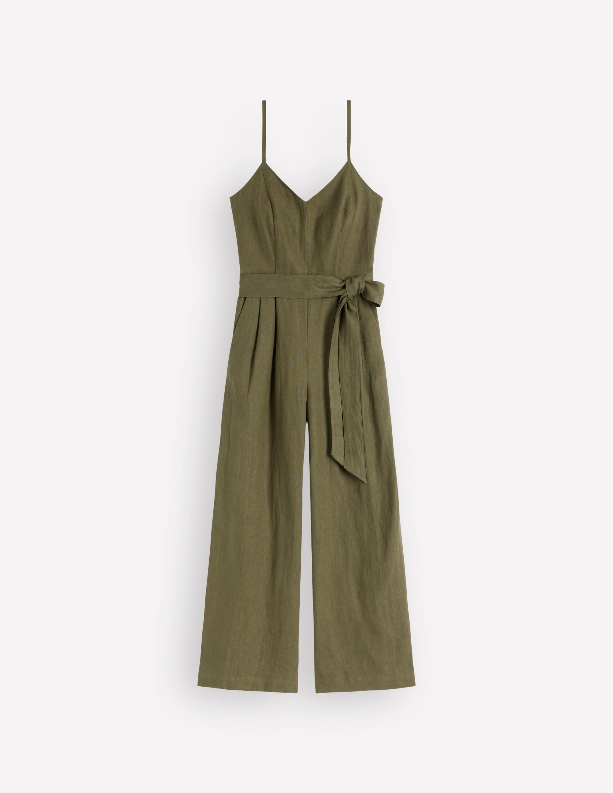 Strappy Linen Jumpsuit-Winter Moss