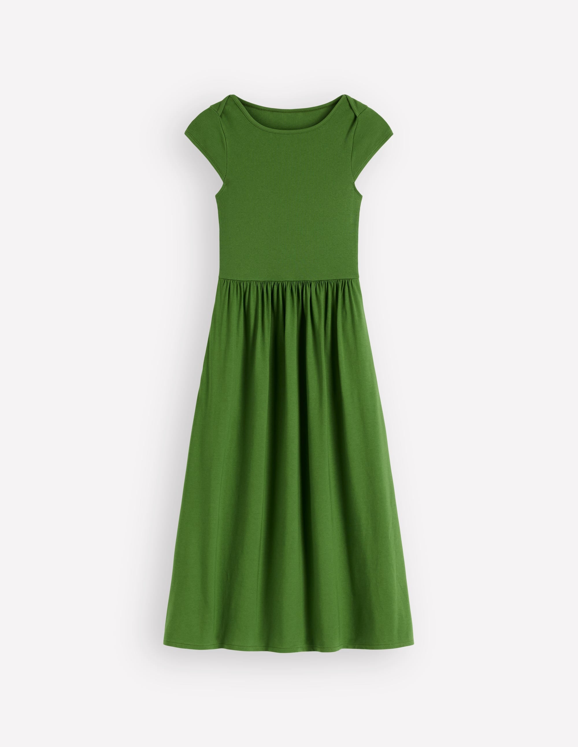 Boat Neck Mix Dress-Promenade Green
