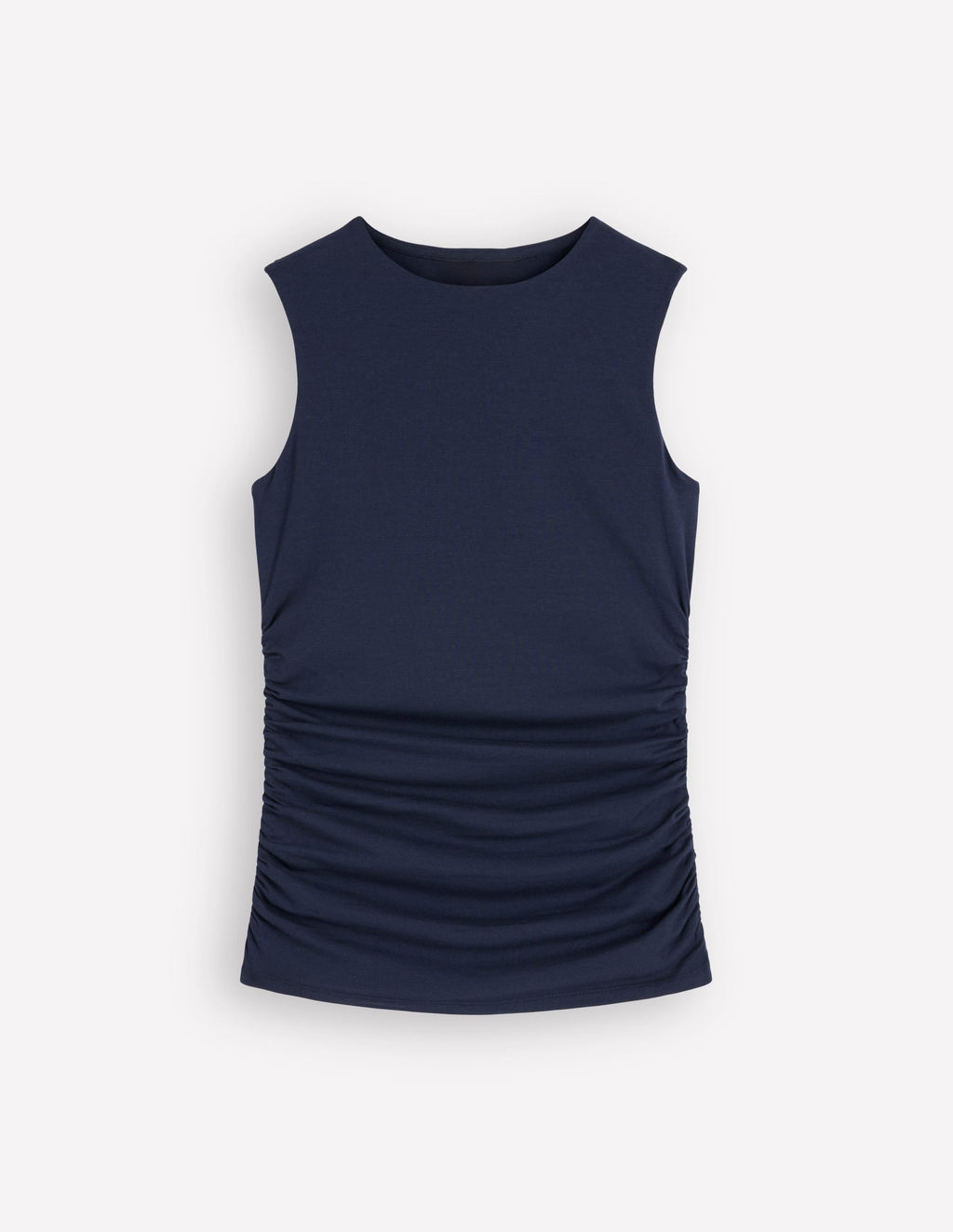 Tia Sleeveless Ruch Jersey Top-Navy