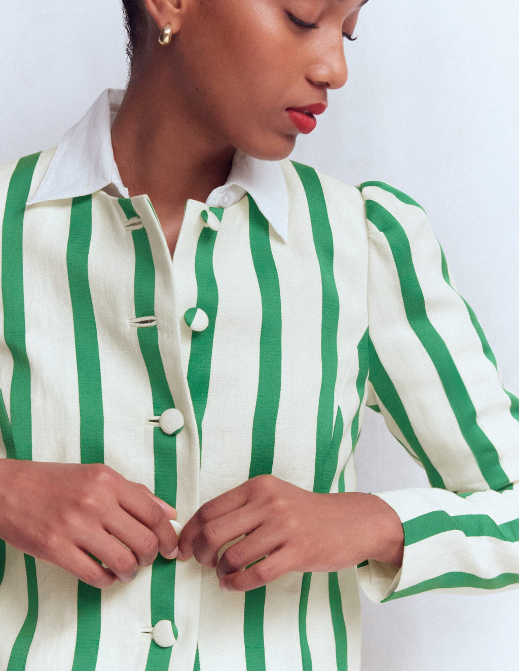 Salisbury Jacket-Ivory, Fresh Green Stripe